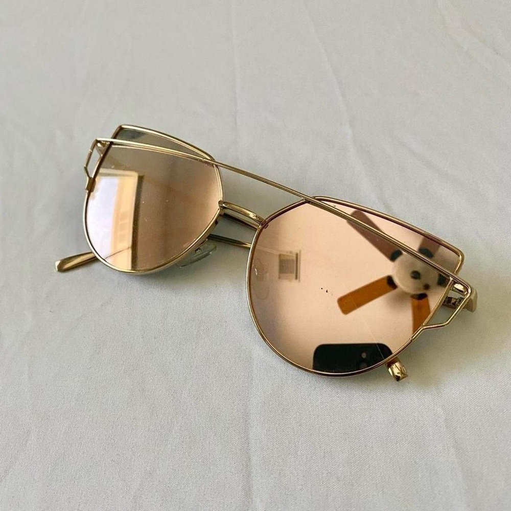 Gold Frame Pink Lens Women's Fashion Sunglasses